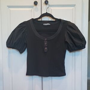 Chic Black Puff Sleeve Top